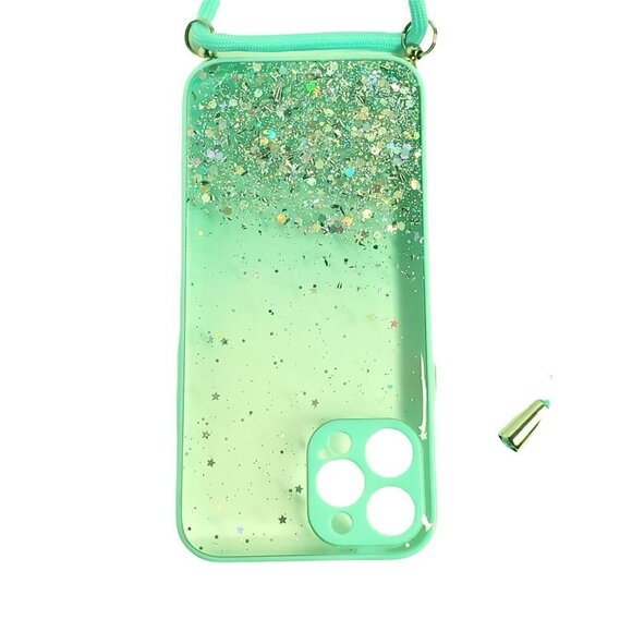 Sequin iPhone 12 Pro Max Crossbody Phone Case with Metal Accent Lanyard Apple - Picture 2 of 4
